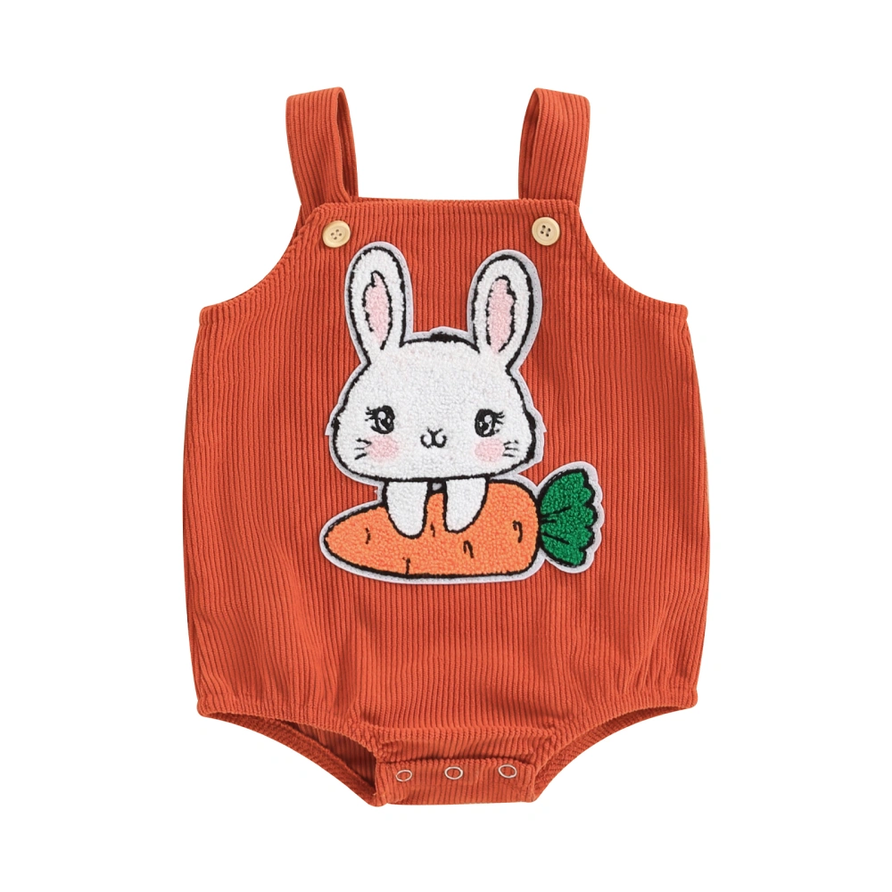 Baby Easter Romper, Sleeveless Embroidery Bunny Carrot Bodysuit