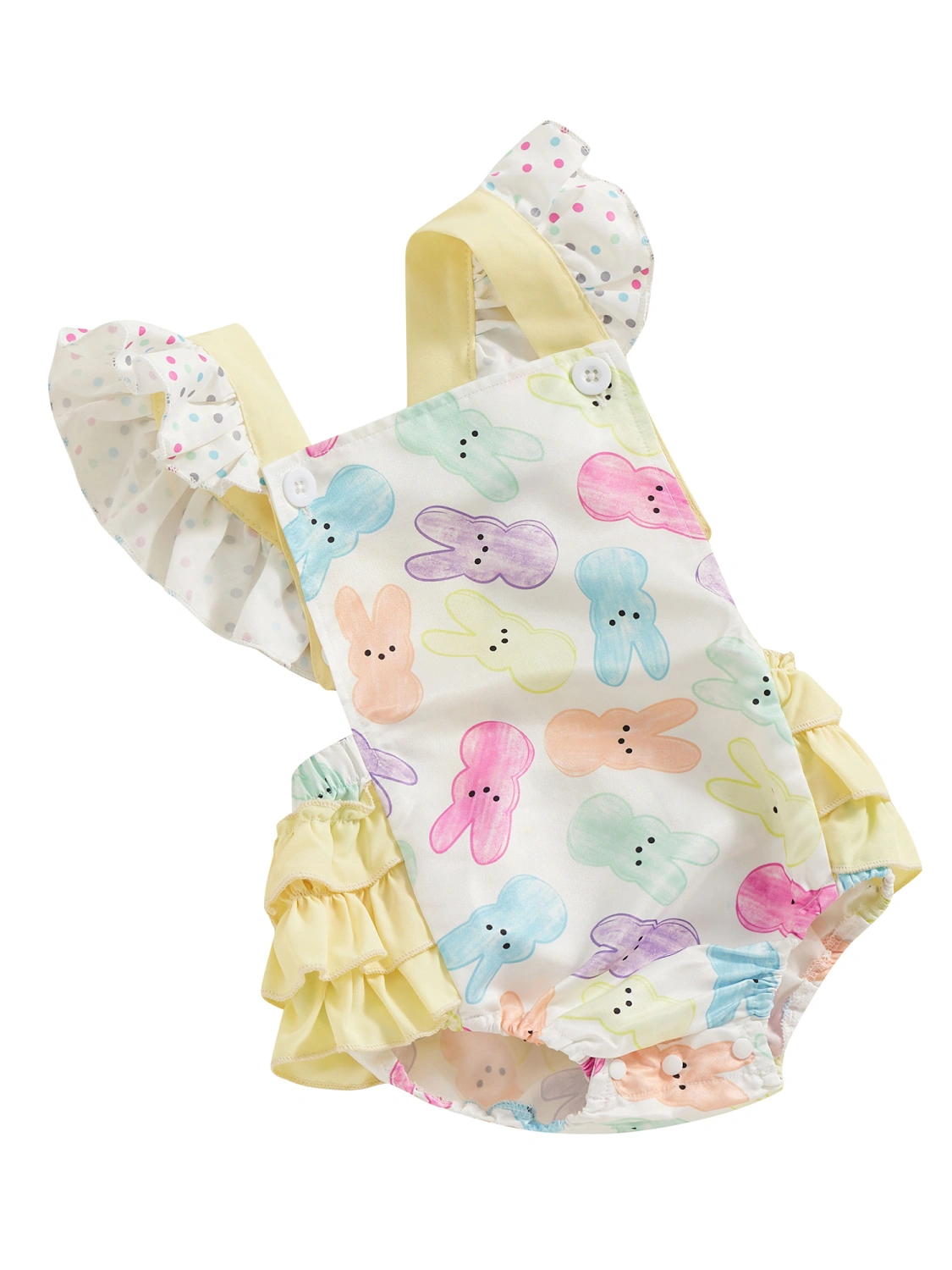 Baby Girl Ruffle Romper Summer Bunny Print Infant Jumpsuit for Newborn