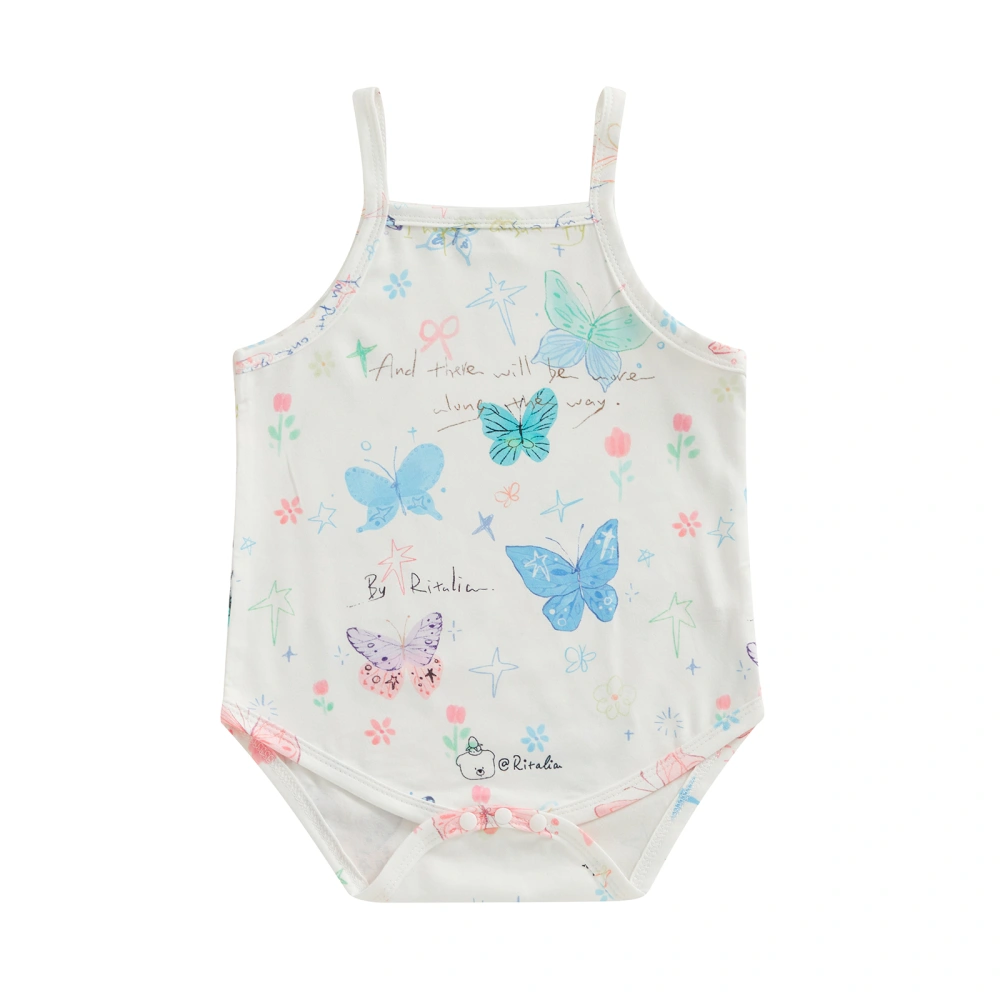 Baby Girl Romper Cute Floral/Bunny/Butterfly Print Sleeveless Bodysuit