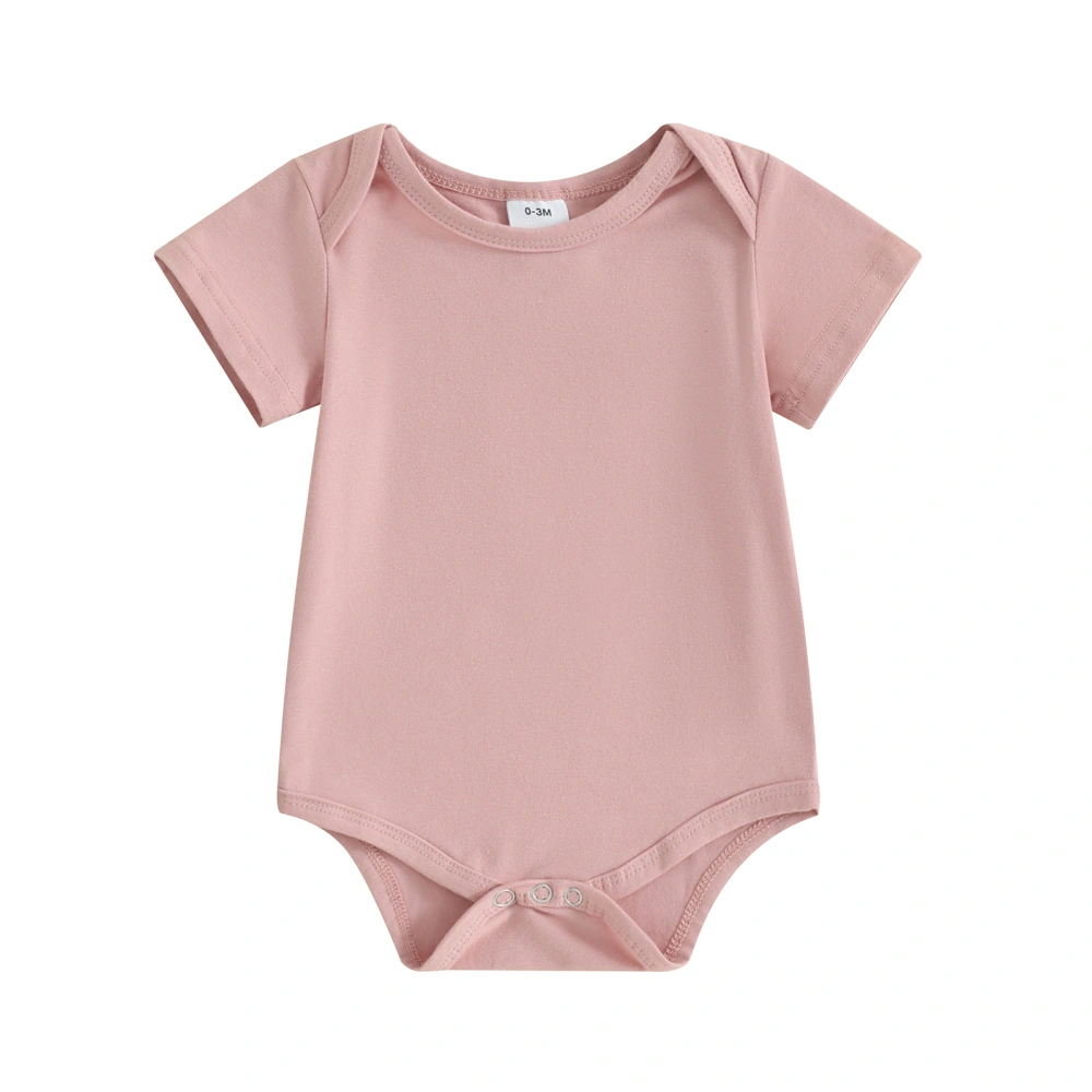 Baby Romper, Short Sleeve Crew Neck Solid Summer Casual Bodysuit