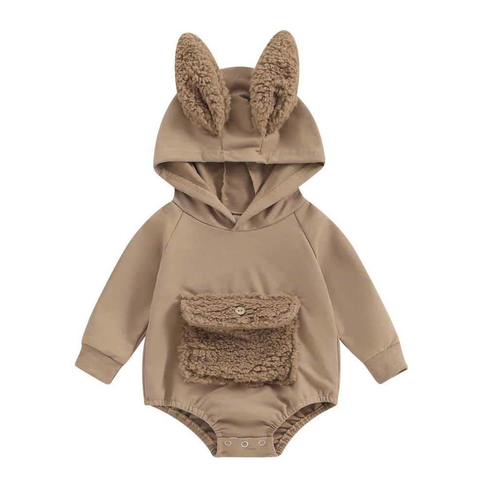 Infant Baby Easter Hood Jumpsuit Long Sleeve Fuzzy Pocket Romper 