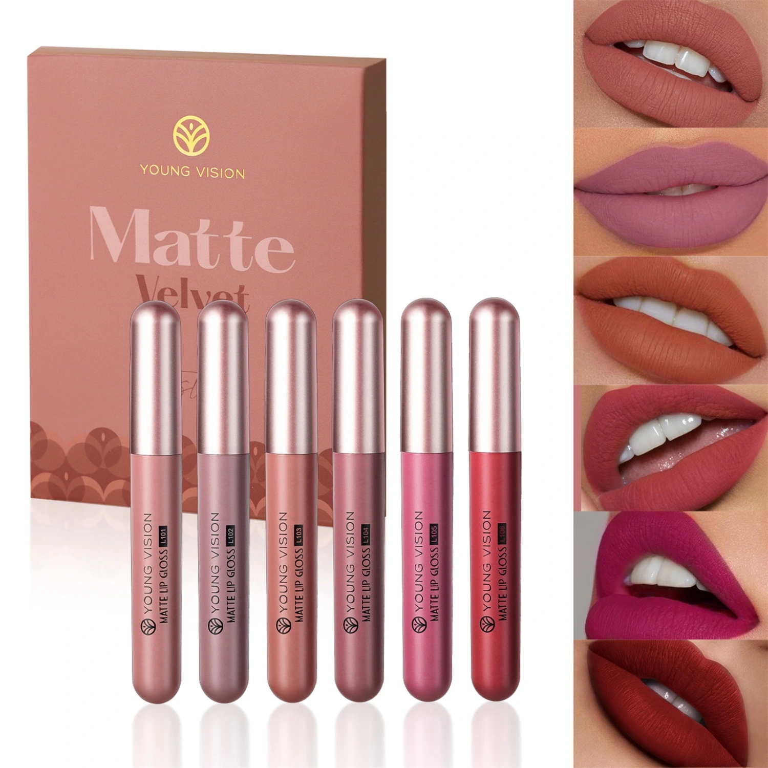 6Pcs Matte Lip Gloss Set Lipstick Long Lasting Matte Lip Stick