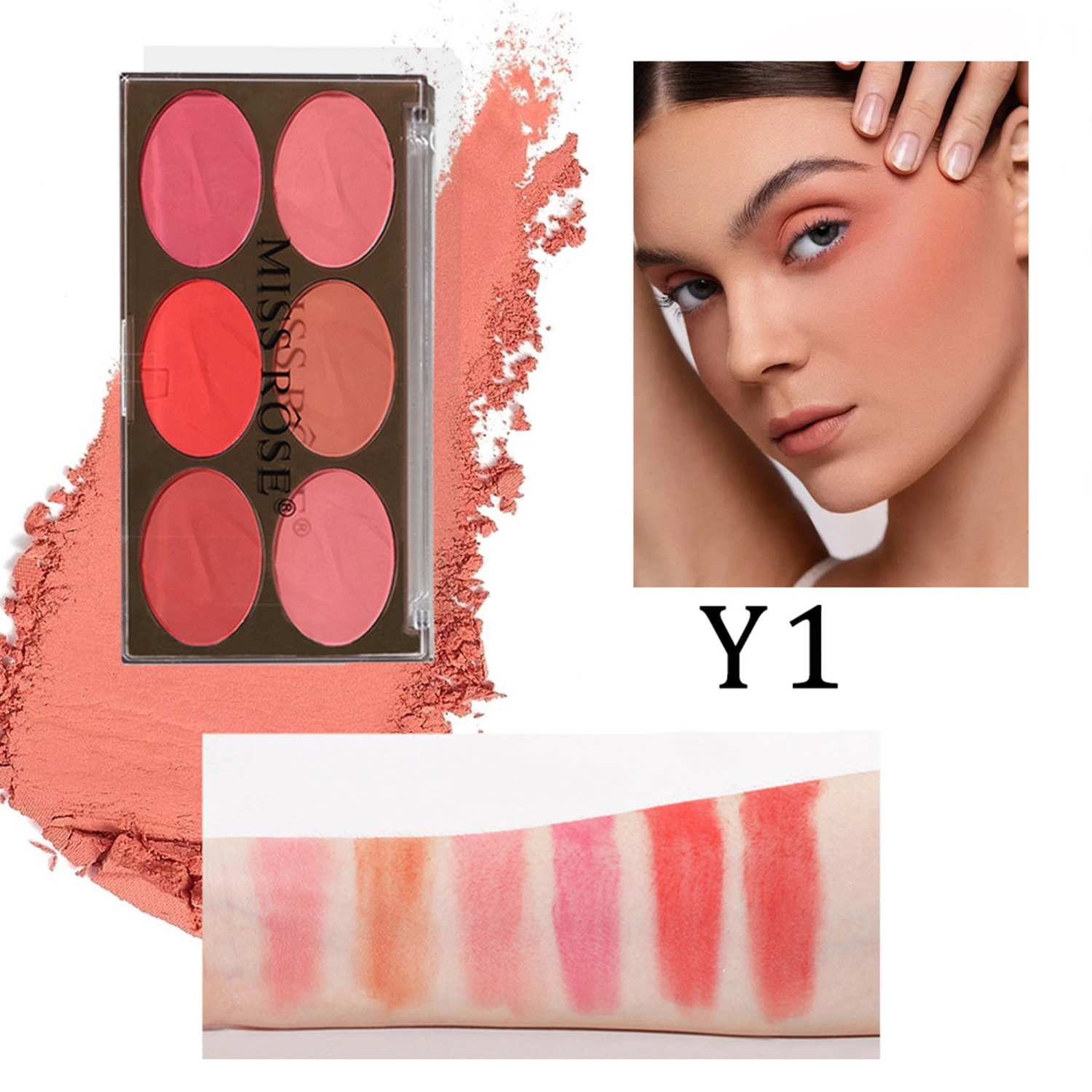 6 Colors Eyeshadow Palette, Natural Finish Matte Blush Palette