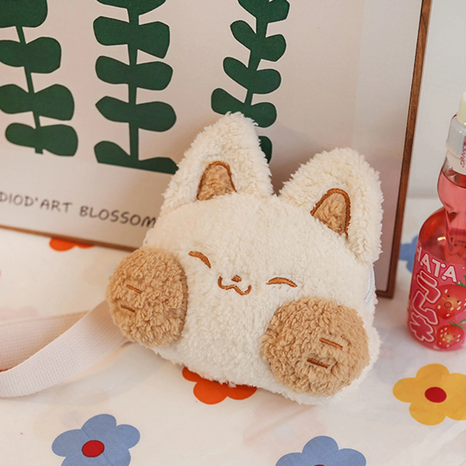 Cartoon Cat Crossbody Bags for Kids Girls Cute Animal Plush Bag