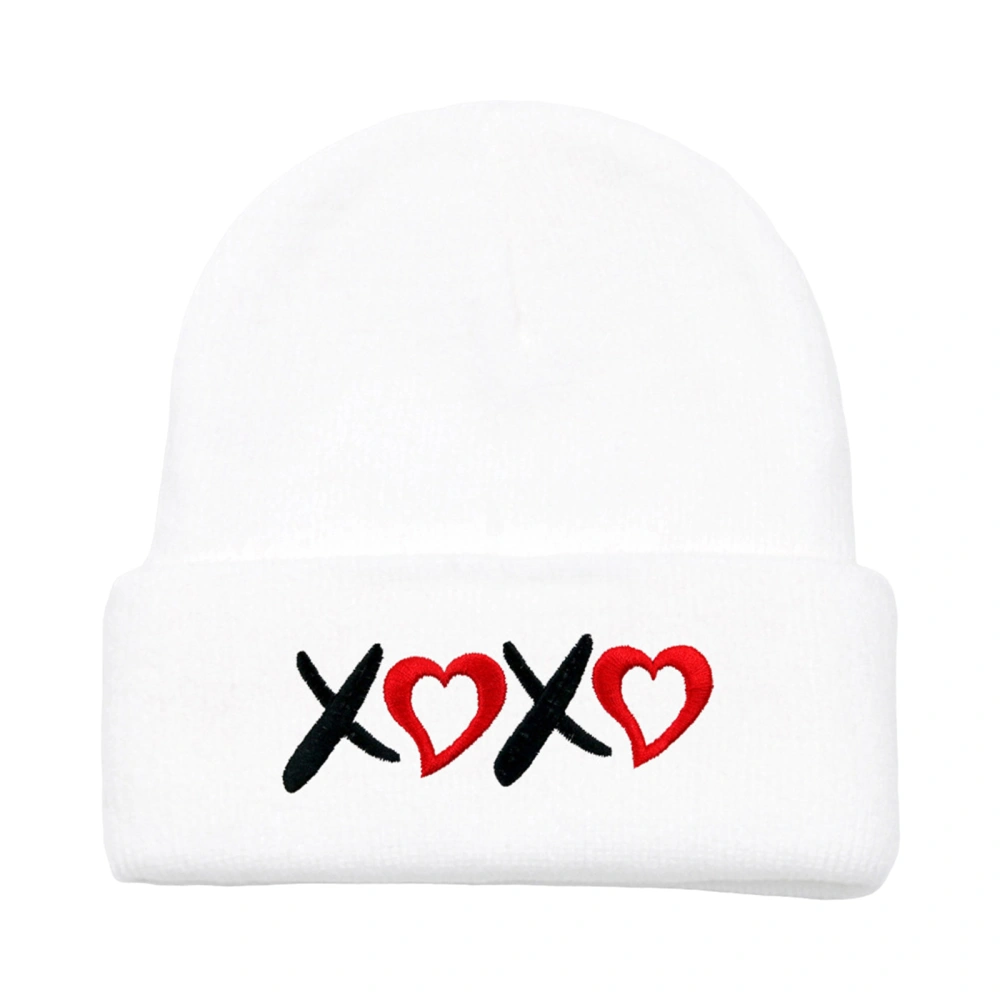 Valentine's Day Knit Beanie for Couple Warm Heart Embroidery Hats