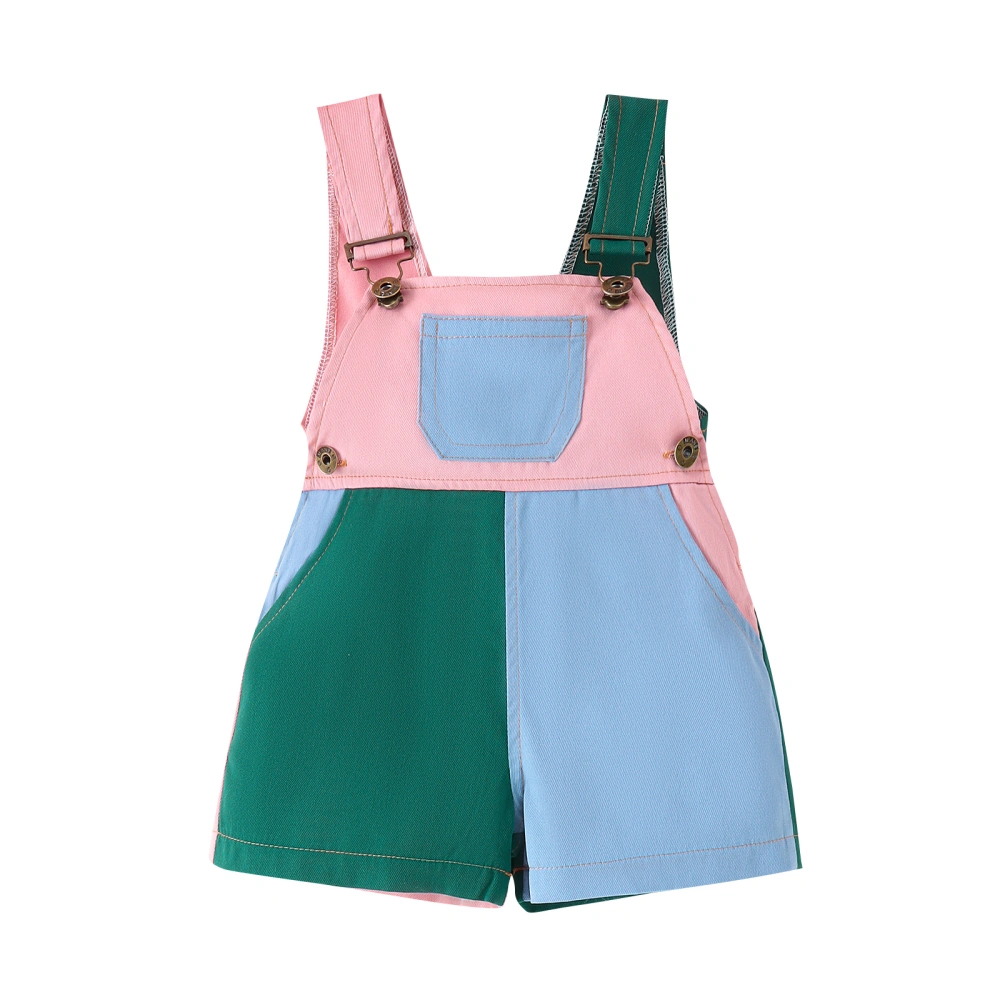 Baby Girl Sleeveless Romper Summer Contrast Color Overall Shorts