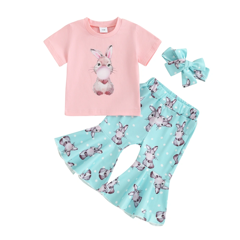 Baby Girls Easter Outfit, Bunny Short Sleeve T-shirt Pants Headband