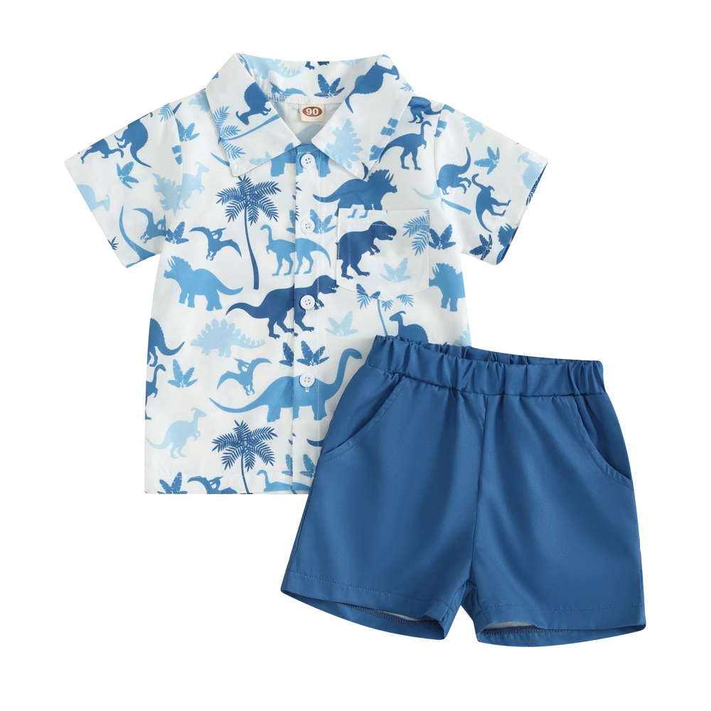 Boys Summer Set, Short Sleeve Button Down Tops + Elastic Waist Shorts 