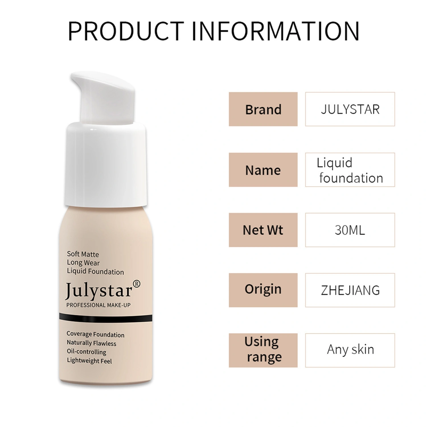Liquid Foundation, Full Coverage Face Makeup for Combination