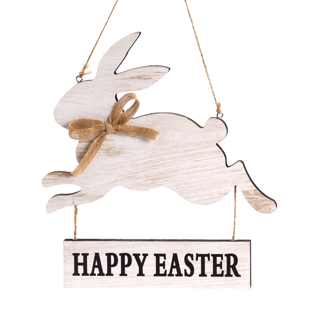 Hanging Easter Bunny Wood Sign,Happy Easter Wooden Wall Decor