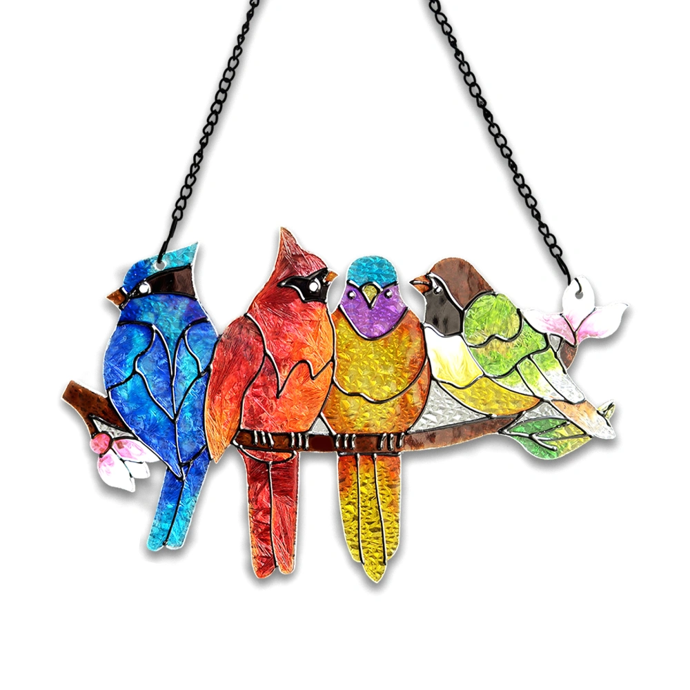 Bird Suncatcher Birds on A Branch Stained Glass Window Hangings