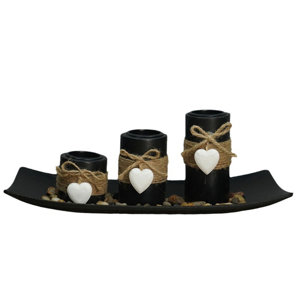 Black Candle Holders Sets Vintage Heart Candlestick Table Centerpieces