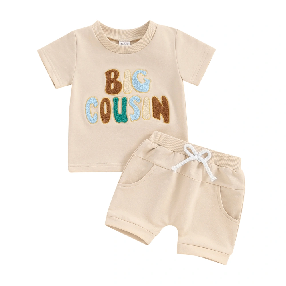 Baby Boy Summer Outfit Short Sleeve Letter Embroidery T-Shirt + Shorts