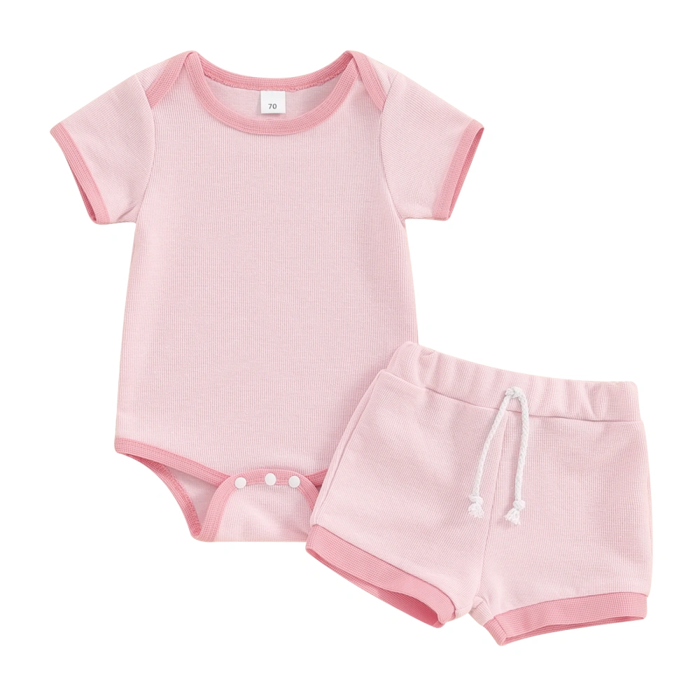 Baby Boy Girl Summer Outfit Patchwork Rompers Elastic Waist Shorts