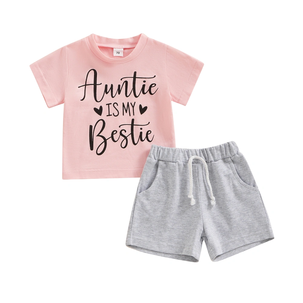 Baby Girls 2 Piece Outfit Letter Print Short Sleeve T-Shirt and Shorts