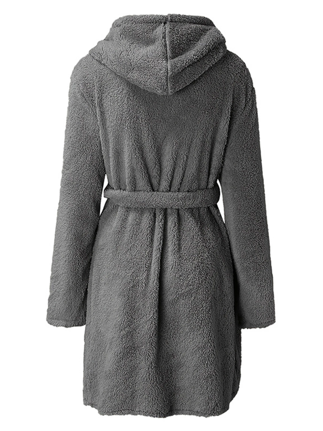 Men's Luxury Plush Robe Soft Hooded Bathrobe with Belt Dressing Gown