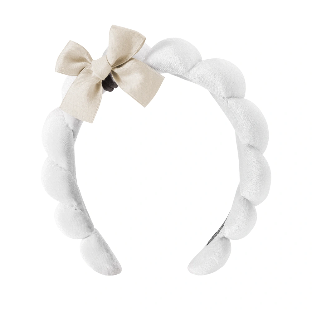 Plush Bow Headband for Facial Beauty Routine for Women and Girls