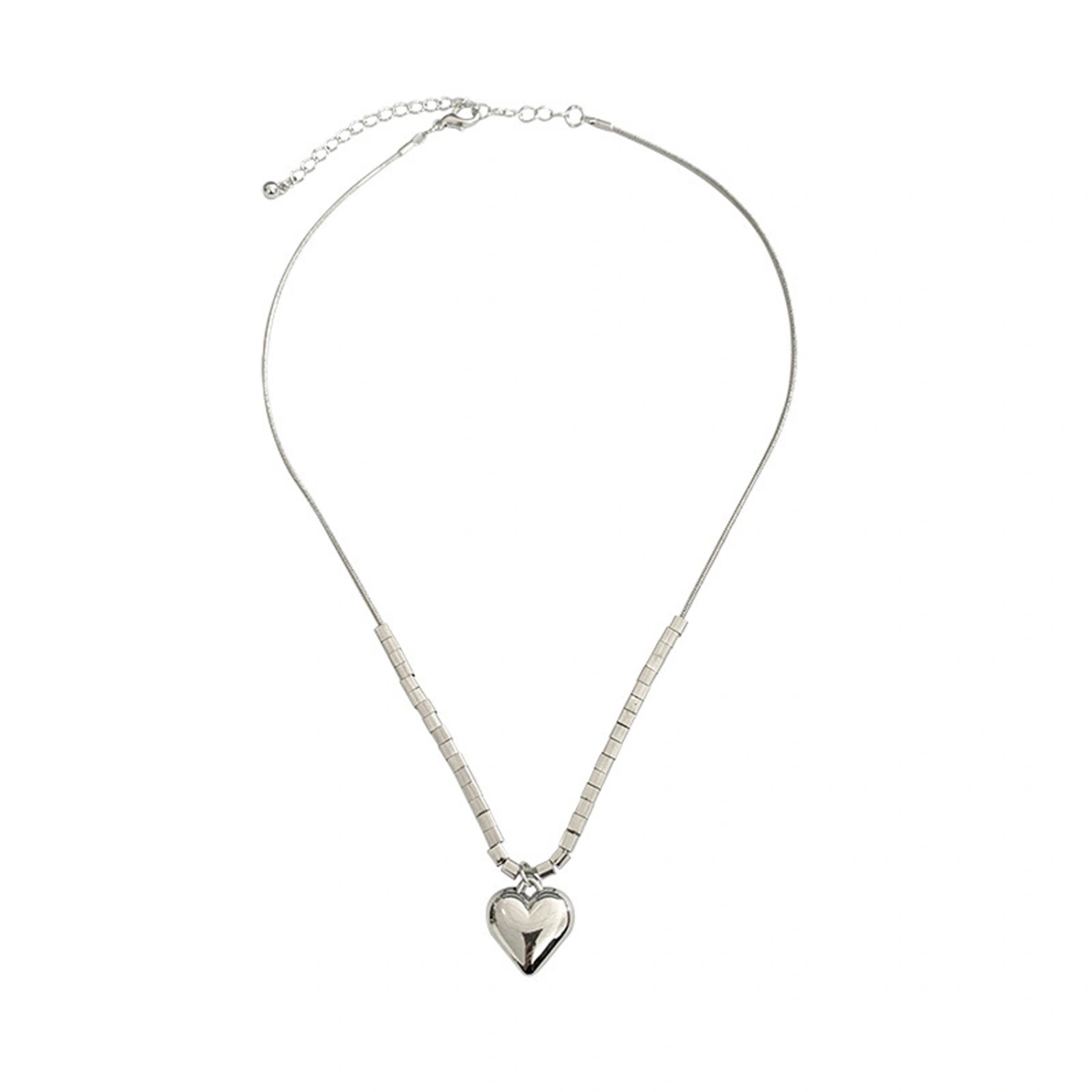 3D Heart Blocks Pendant Necklaces Sweet Cool Clavicle Chain Necklace