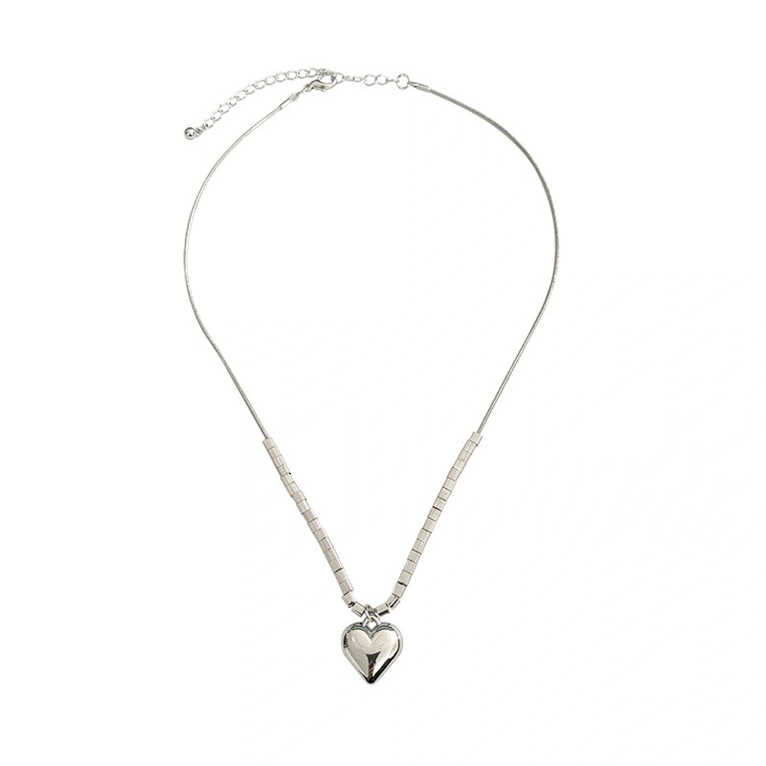3D Heart Blocks Pendant Necklaces Sweet Cool Clavicle Chain Necklace