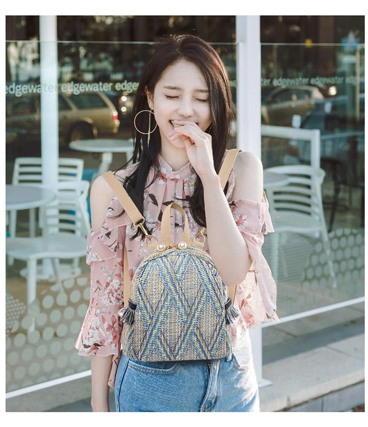 Straw Mini Travel Leisure Woven Backpack