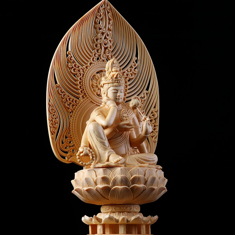 Chinese Cypress Finely Carved Guanyin Ornament