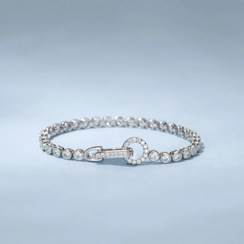 Women's Sterling Silver Bubble Design Full Diamond Bracelet