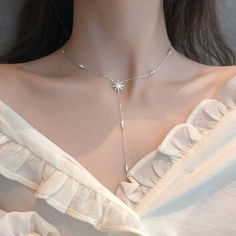 Six-Pointed Star Long Tassel Necklace