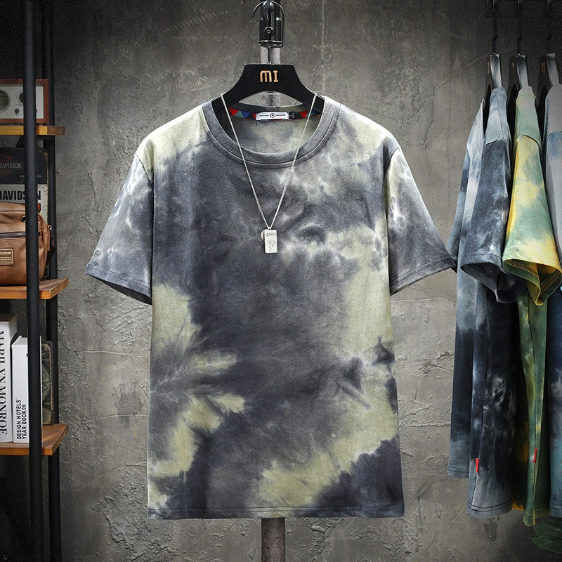Round Neck Short Sleeve Tie-dye Print T-shirt