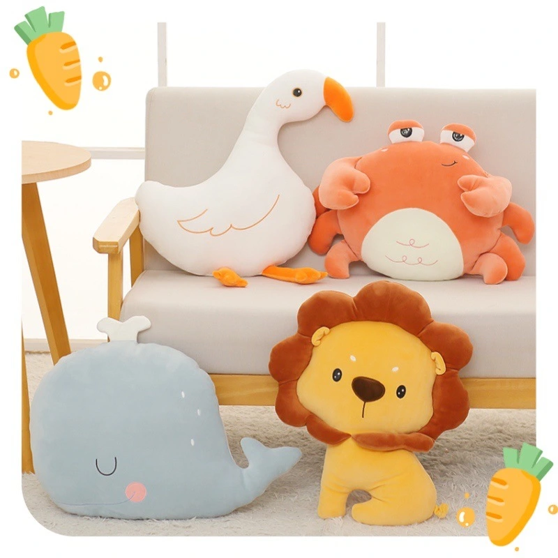 Cartoon Cute Animal Doll Lion Whale Crab Pillow