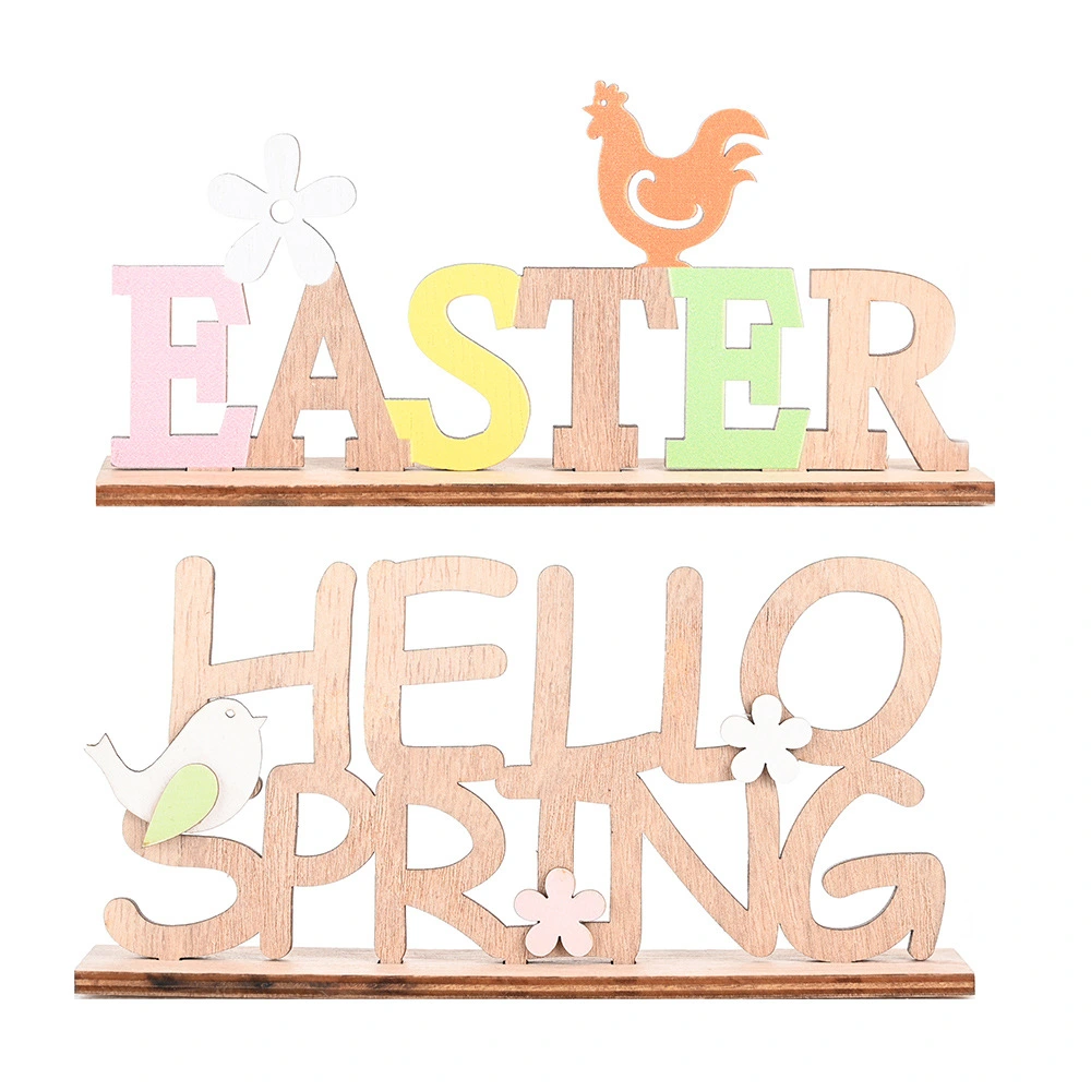 Easter Wooden Letter Plate Decoration Creative Color Letter Plate Tablecloth Decoration