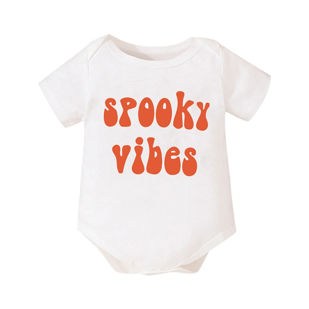 Baby Romper, Short Sleeve Crew Neck Letters Print Summer Bodysuit