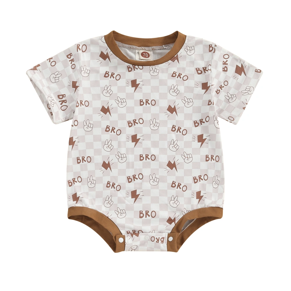 Baby Boy Summer Rompers Short Sleeve Checkerboard Print Bodysuits