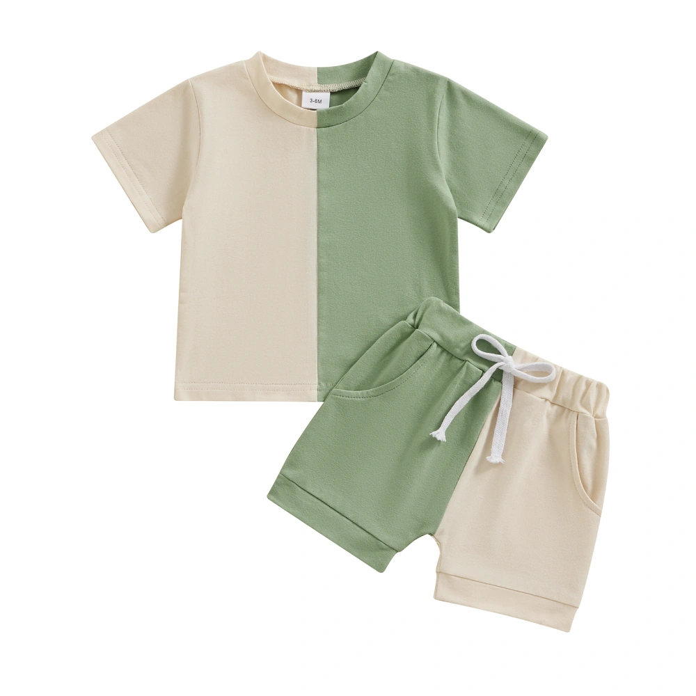 Toddler Boys Summer Outfits Contrast Color T-Shirts Tops Shorts