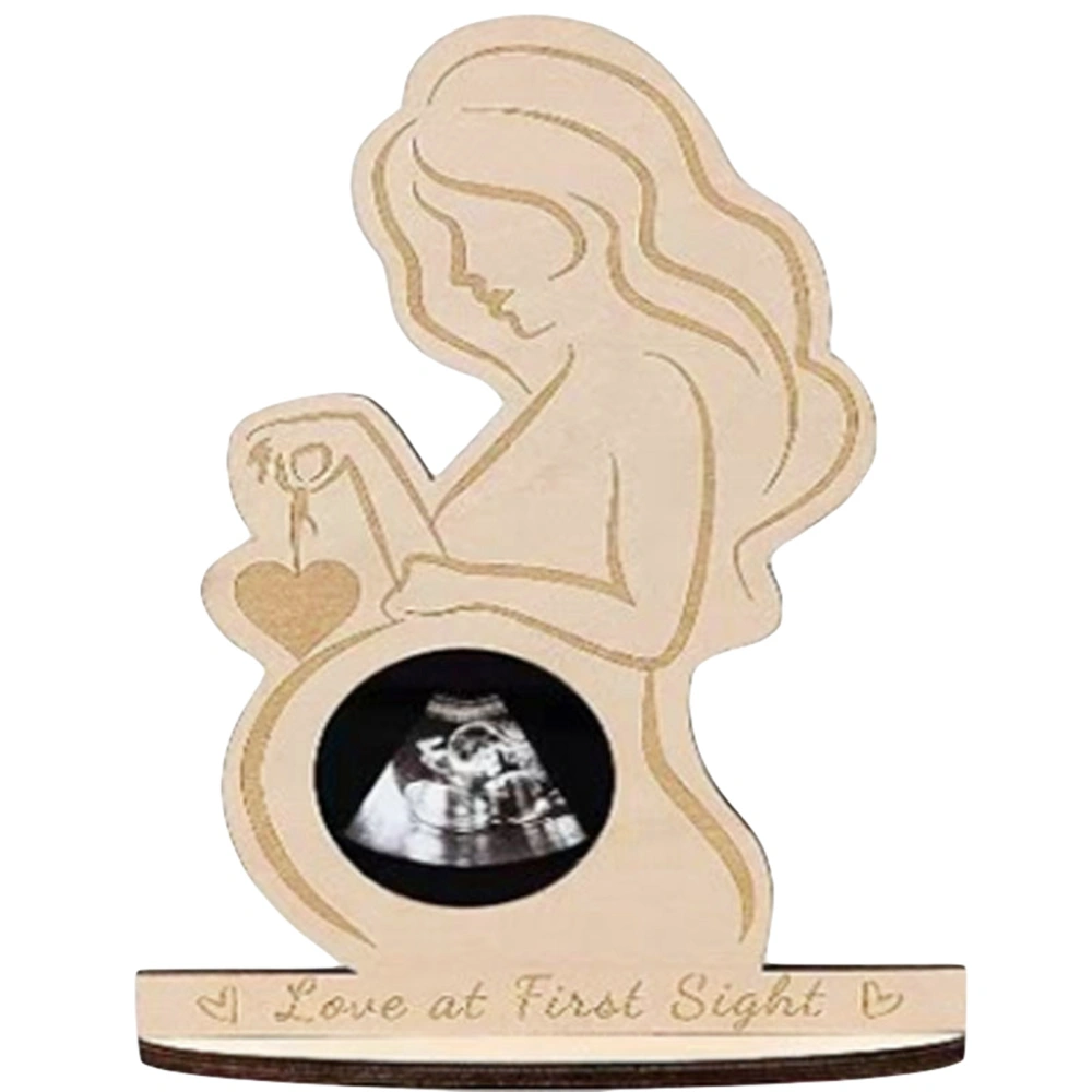 Baby Ultrasound Picture Frame Pregnant Woman Wood Ornament Gift