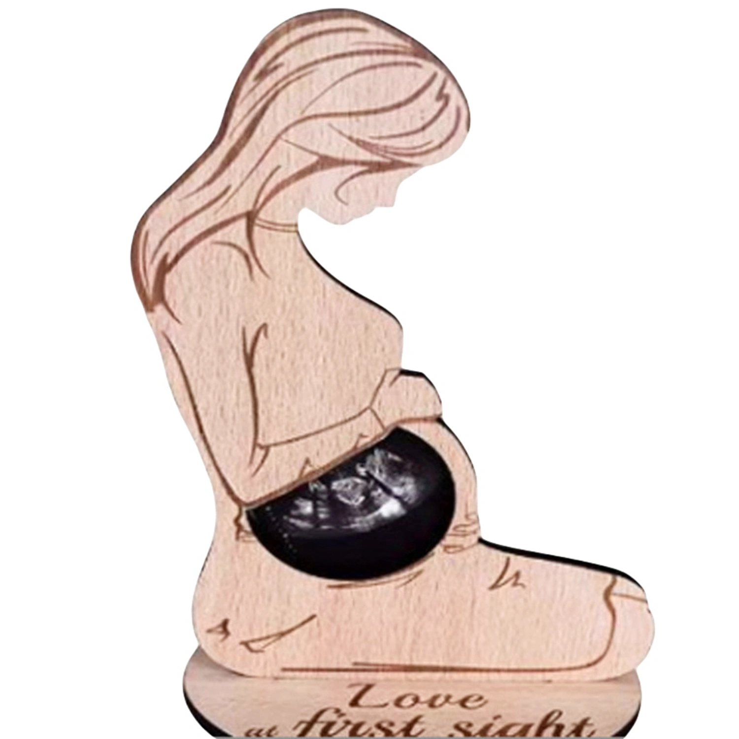 Baby Ultrasound Picture Frame Pregnant Woman Wood Ornament Gift