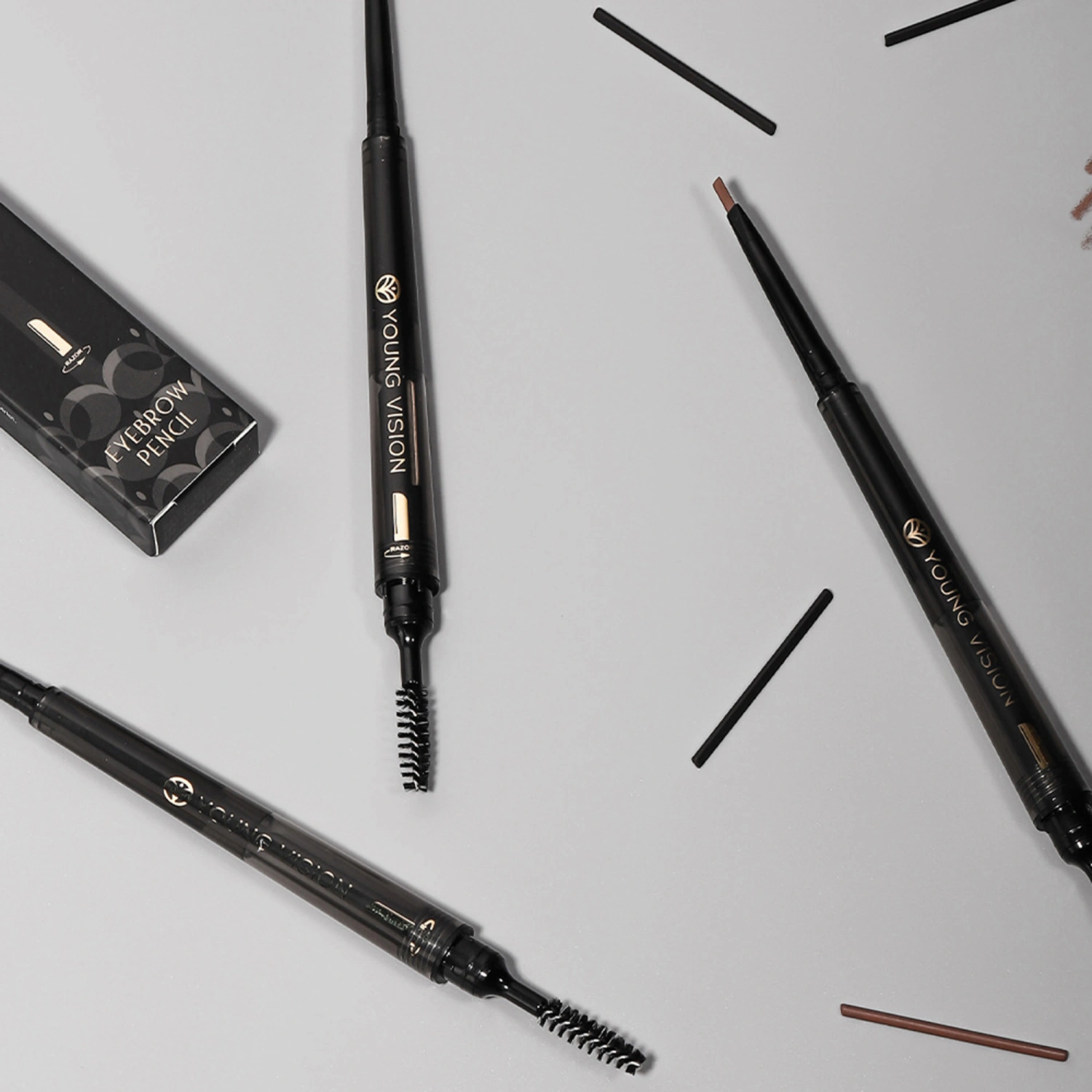 3-in-1 Eyebrow Pencil, Waterproof Natural Eyebrow Pen Brush Razor