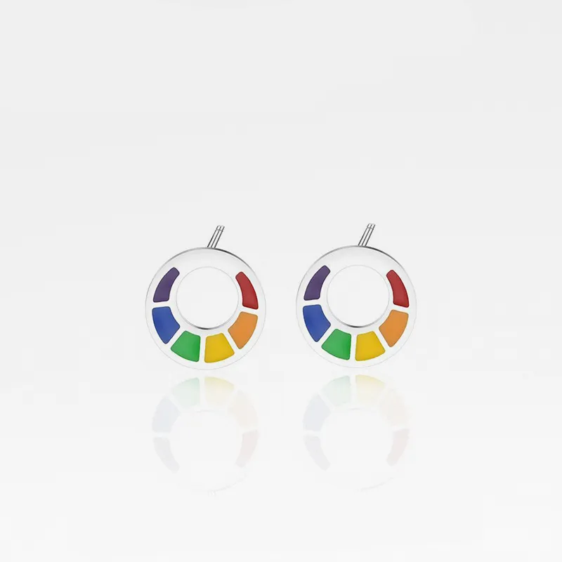 Simple And Compact Six-color Rainbow Earrings