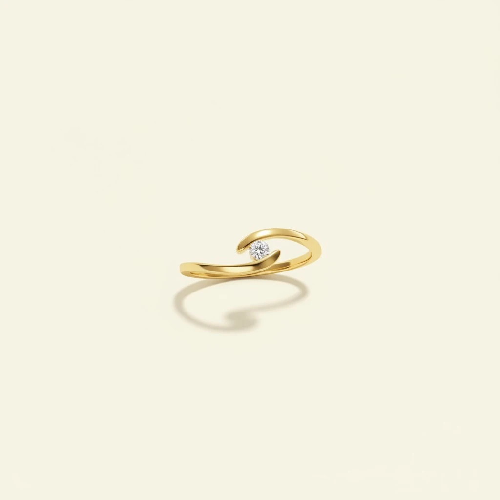 Women's Solitaire Diamond Glossy Sterling Silver Ring