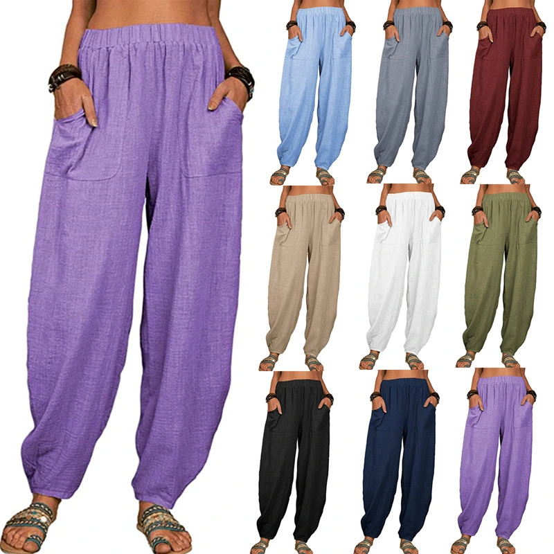 Women's Clothes Casual Pants Amazon Wish Loose Cotton And Linen Casual Pants Home Harem Trousers