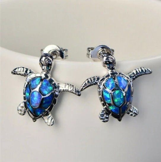 Opal Turtle Multicolor Stud Earrings