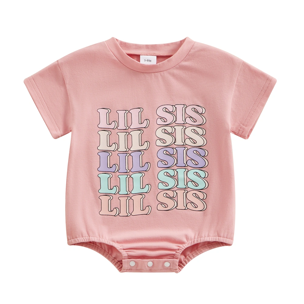 Baby Girls Romper, Short Sleeve Letters Print Summer Bodysuit