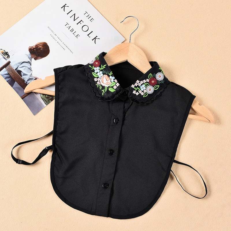 Fake Collar Blouse Versatile Chiffon Color Embroidered Fake Shirt Collar