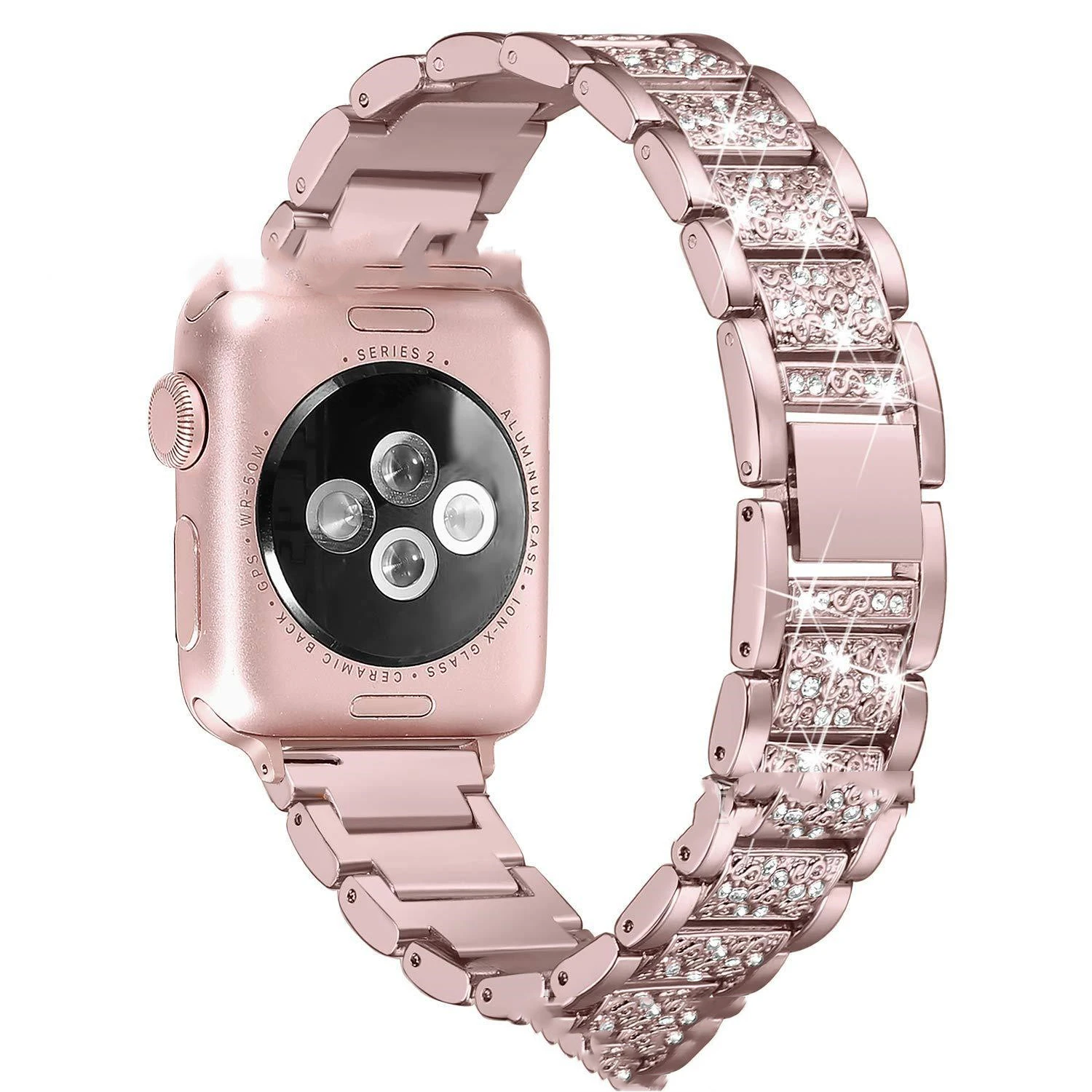 Smart Watch Diamond Three Beads Full Diamond Solid Chain Watch Strap