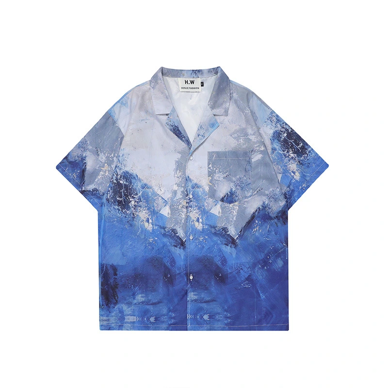 Digital Dye Gradient Print Short Sleeve Shirt