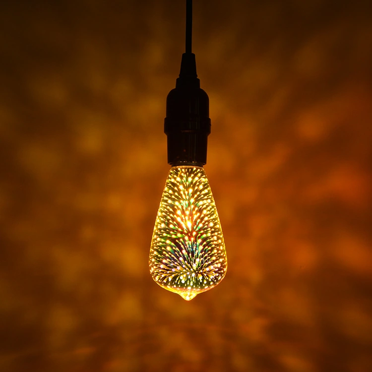 Edison Colorful 3D Glass Fireworks LED Nipple Bulb