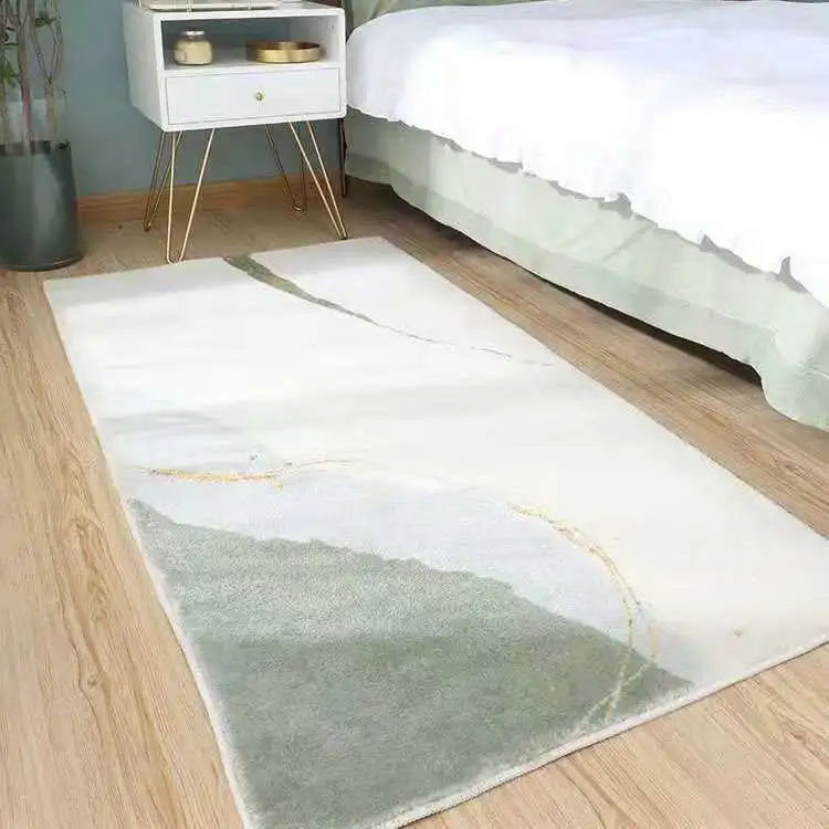 Rectangular Rug In Front Of Bed In Home Room