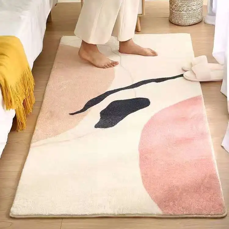 Rectangular Rug In Front Of Bed In Home Room