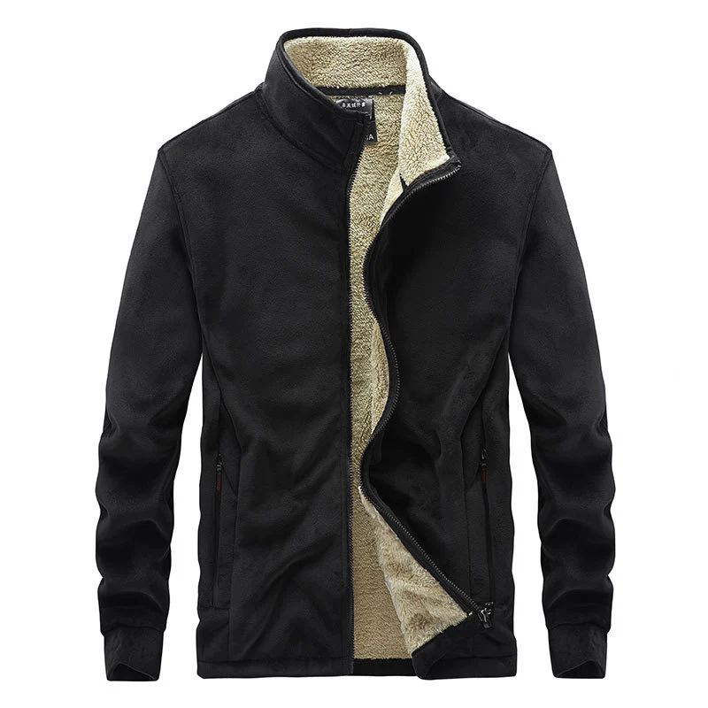 Lamb Plus Velvet Thickened Men's Cardigan Stand Collar Jacket