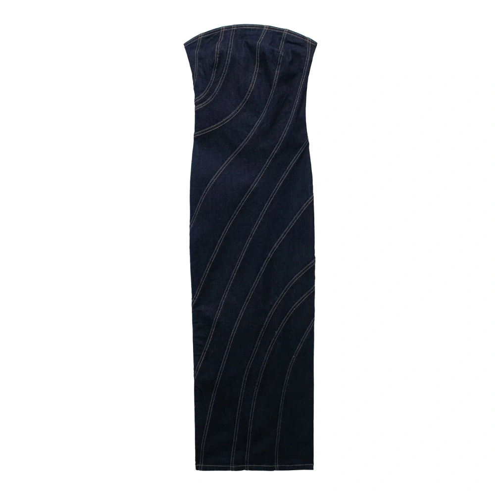 Women's French Style Strapless Denim Dress
