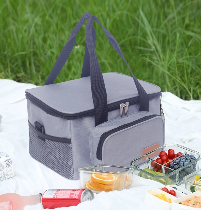 Lunch Box Bag Portable Picnic Bag Multifunctional Double Layer PEVA Waterproof Insulation Freezing Bag